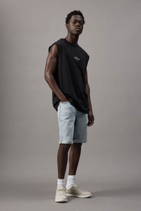 Erkek Ck Sleeveless Kolsuz T-Shirt - Siyah - Calvin Klein