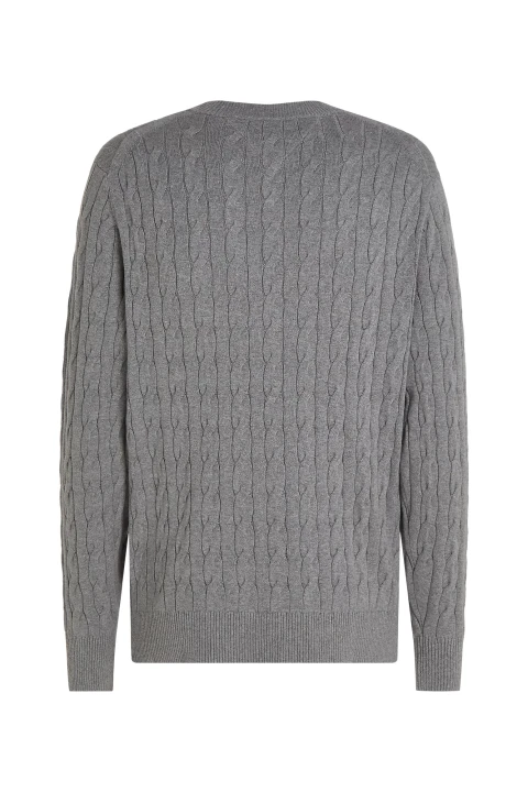 Erkek CLASSIC COTTON CABLE CREW NECK Kazak-Gri - 2