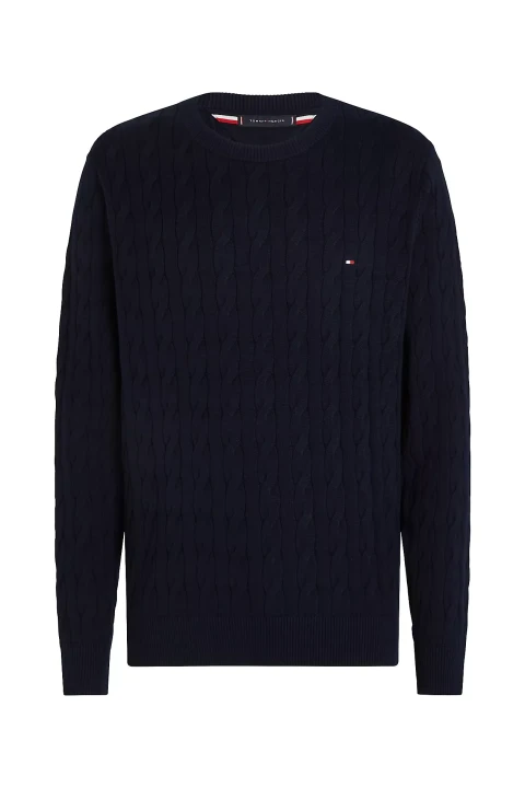 Erkek CLASSIC COTTON CABLE CREW NECK Kazak-Lacivert - 1