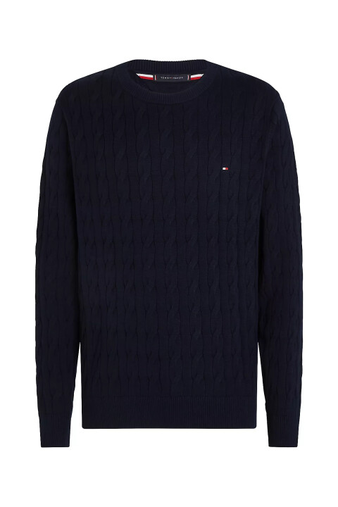 Erkek CLASSIC COTTON CABLE CREW NECK Kazak-Lacivert - Tommy Hilfiger