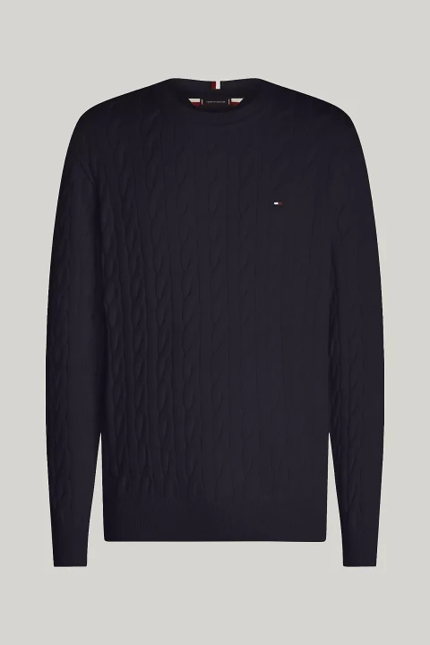 Erkek CLASSIC COTTON CABLE CREW NECK Kazak-Lacivert - 6