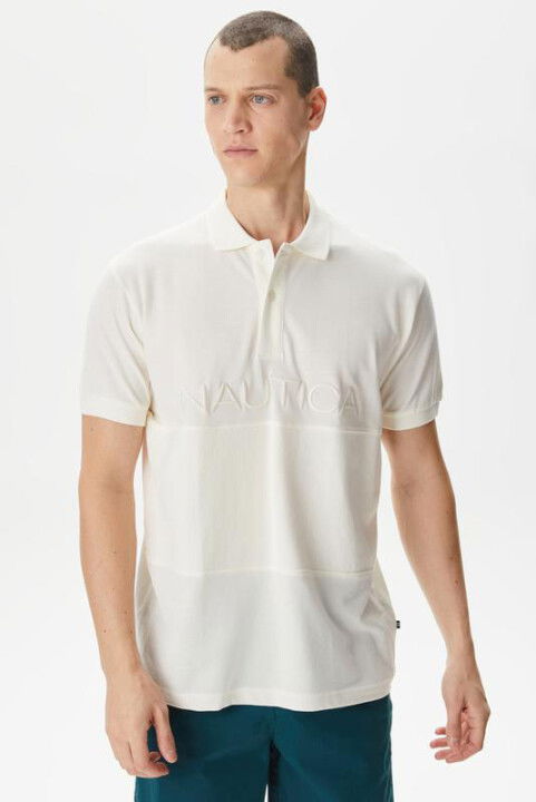 Erkek Classic Fit Polo T-Shirt - Ekru - Nautica