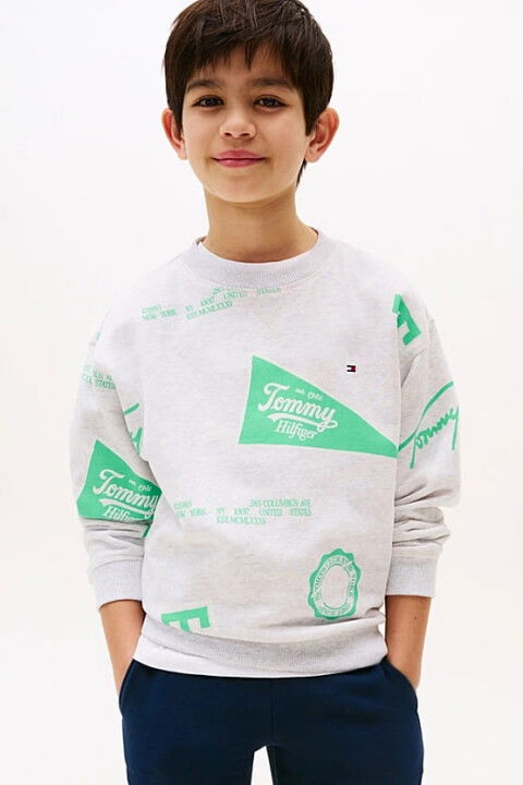 Erkek Çocuk All Over Baskılı Sweatshirt - Gri - Tommy Hilfiger