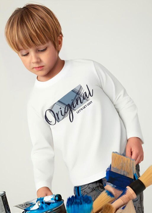 Erkek Çocuk Aplike T-Shirt Beyaz - Mayoral