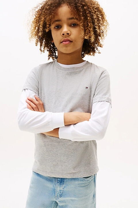 Erkek Çocuk Basic Pamuklu T-Shirt - Gri - Tommy Hilfiger