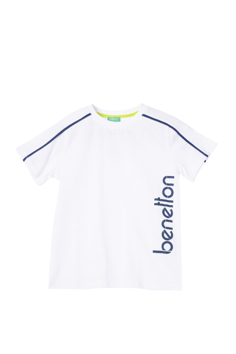 Erkek Çocuk Benetton Yazılı T-Shirt - Beyaz - BENETTON