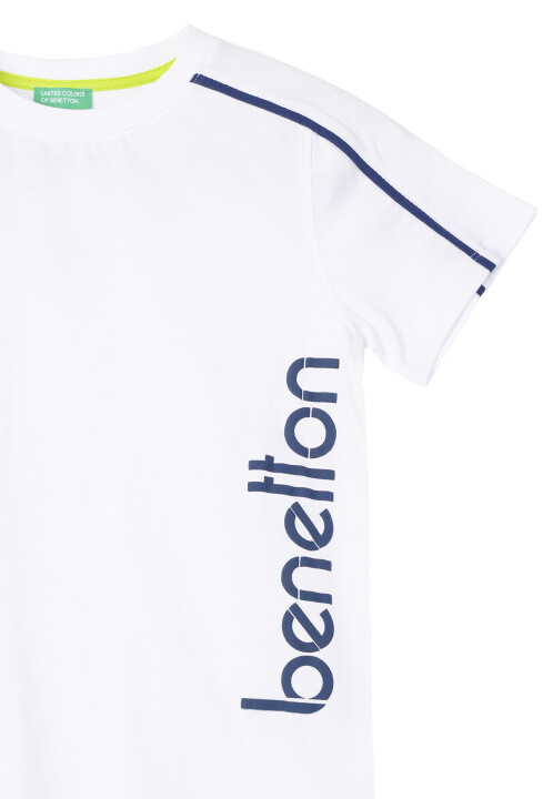 Erkek Çocuk Benetton Yazılı T-Shirt - Beyaz - 3