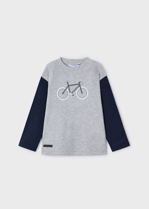 Erkek Çocuk Bisiklet İşlemeli T-shirt Gri - Mayoral