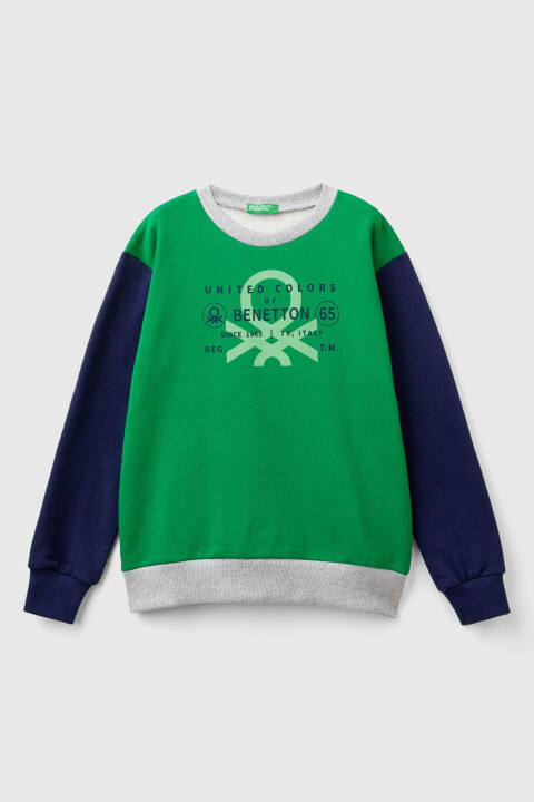 Erkek Çocuk Bisiklet Yaka Sweatshirt - Yeşil - BENETTON