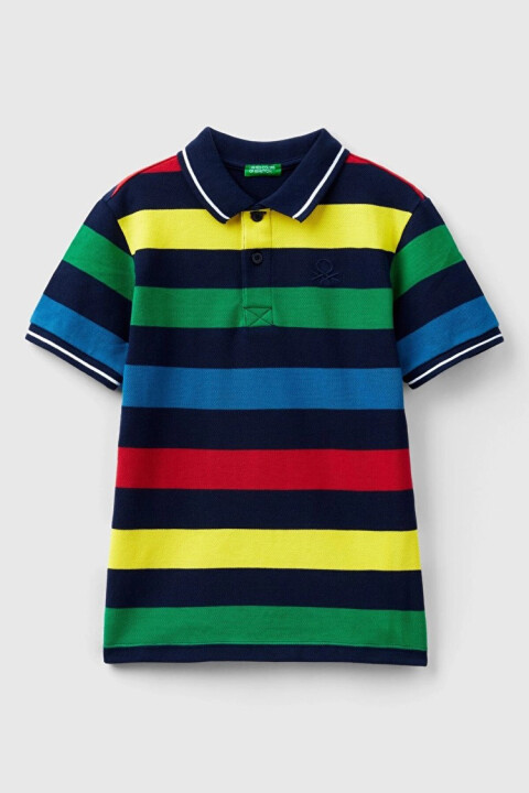 Erkek Çocuk Çizgili Polo - Lacivert - BENETTON