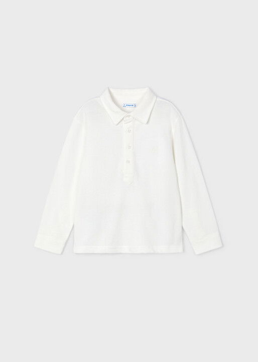 Erkek Çocuk Polo Uzun Kollu T-Shirt - Beyaz - Mayoral