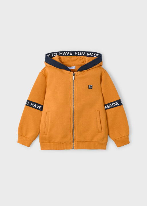 Erkek Çocuk Fermuarlı Kapüşonlu Sweatshirt Turuncu - MAYORAL