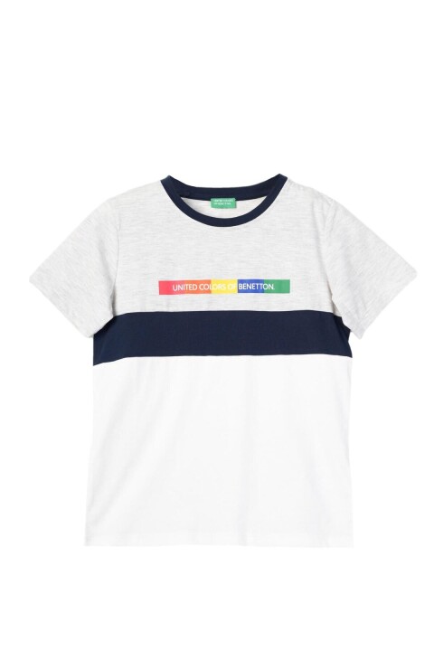 Erkek Çocuk T-Shirt - Gri Melanj - BENETTON