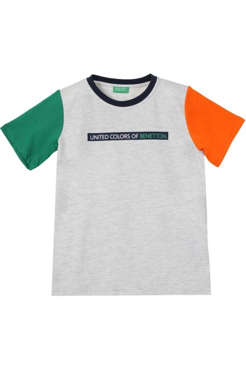 Erkek Çocuk T-Shirt - Gri Melanj - BENETTON