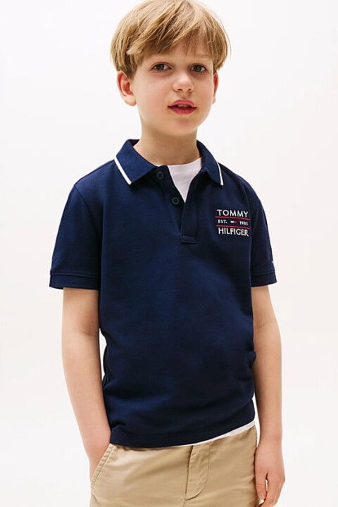 Erkek Çocuk Th Bayrak Logo Polo T-Shirt - Lacivert - Tommy Hilfiger