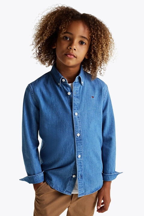 Erkek Çocuk Th Chambray Denim Gömlek - Mavi - Tommy Hilfiger