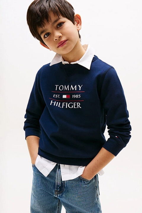 Erkek Çocuk Th Flag Sweatshirt - Lacivert - Tommy Hilfiger