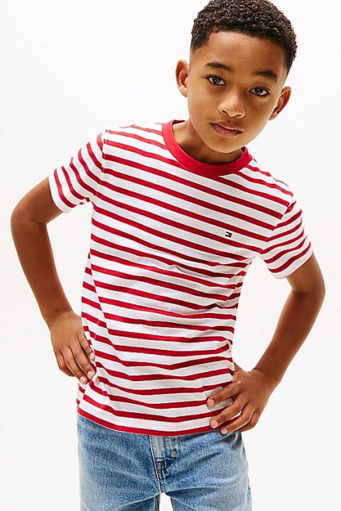 Erkek Çocuk Th Pamuklu T-Shirt - Kırmızı/Beyaz - Tommy Hilfiger
