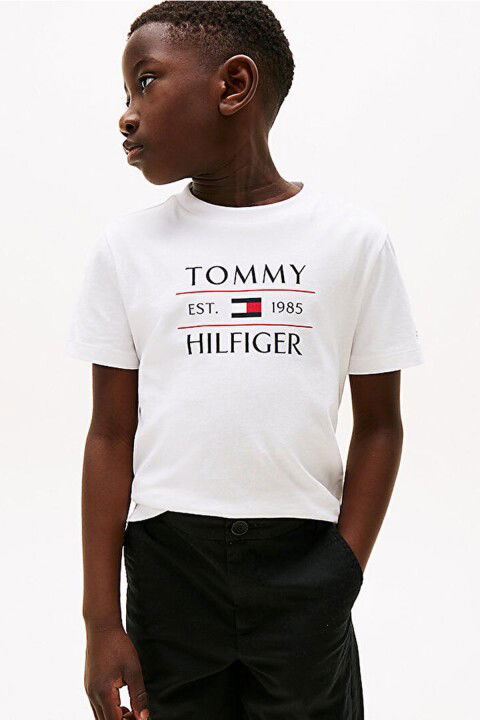 Erkek Çocuk Tommy Flag Hilfiger T-Shirt - Beyaz - Tommy Hilfiger