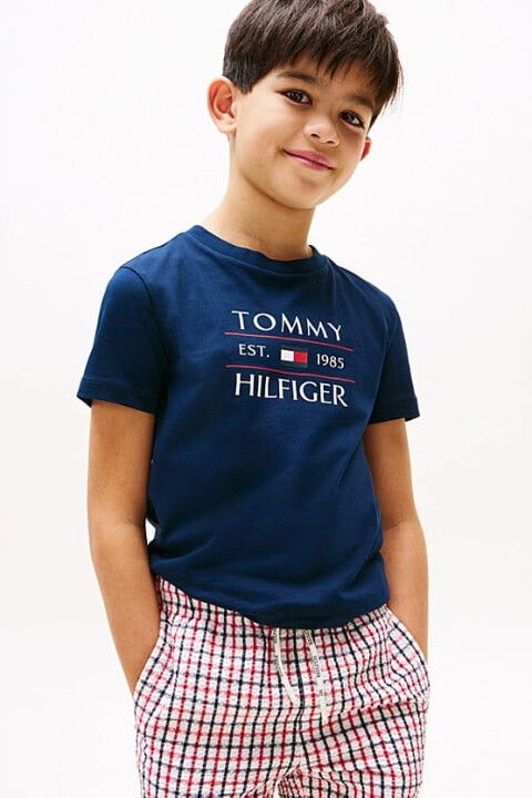 Erkek Çocuk Tommy Flag Hilfiger T-Shirt - Lacivert - Tommy Hilfiger
