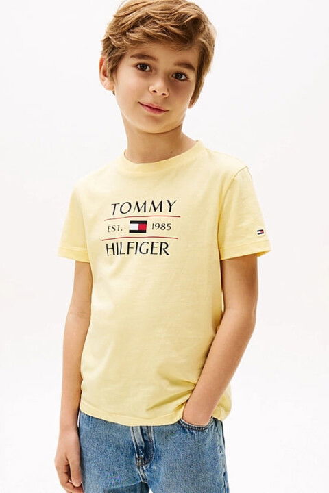 Erkek Çocuk Tommy Flag Hilfiger T-Shirt - Sarı - Tommy Hilfiger