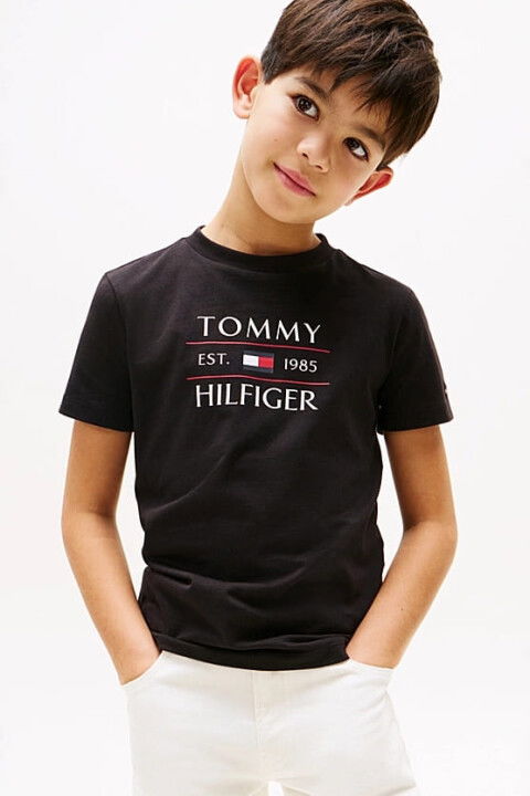 Erkek Çocuk Tommy Flag Hilfiger T-Shirt - Siyah - Tommy Hilfiger
