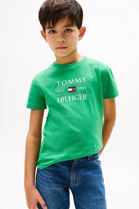Erkek Çocuk Tommy Flag Hilfiger T-Shirt - Yeşil - Tommy Hilfiger