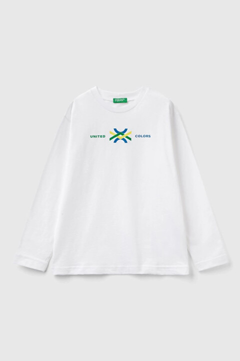 Erkek Çocuk Uzun Kollu T-Shirt - Beyaz - BENETTON