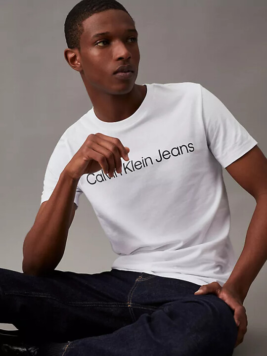 Erkek Core Institutional Logo T-Shirt - Beyaz - CALVIN KLEIN