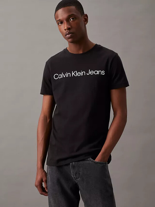 Erkek Core Institutional Logo T-Shirt - Siyah - CALVIN KLEIN