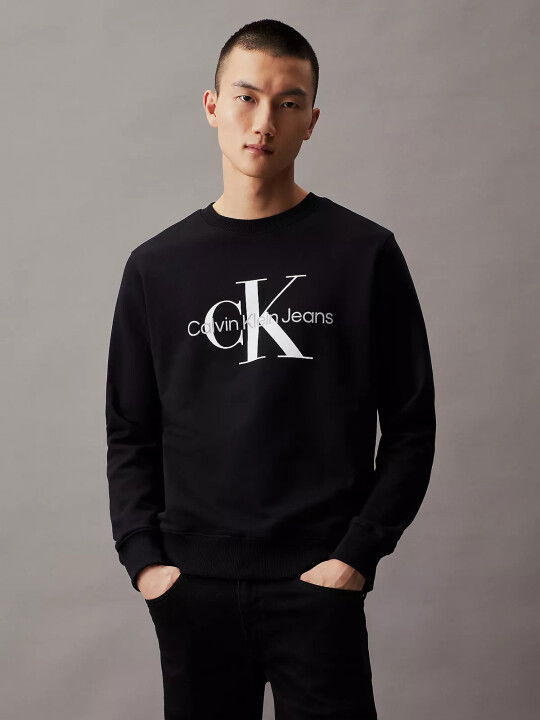 Erkek Core Monologo Crewneck Sweatshirt-Siyah - CALVIN KLEIN