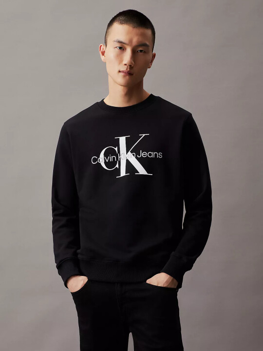 Erkek CORE MONOLOGO CREWNECK Sweatshirt-Siyah - CALVIN KLEIN