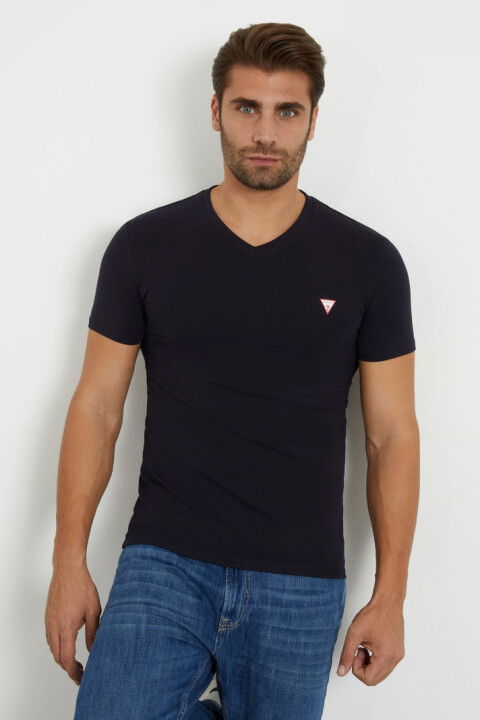Erkek Dar Kalıp T-Shirt - Siyah - GUESS