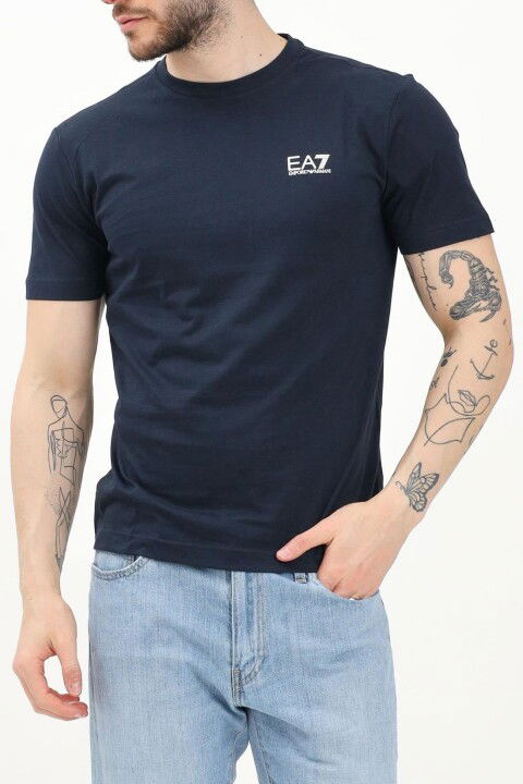 Erkek Ea7 Bisiklet Yaka T-Shirt - Mavi - EA7
