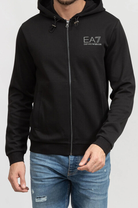 Erkek EA7 Felpa Fermuarlı Sweatshirt - Siyah - EA7