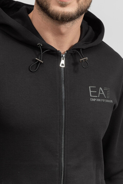 Erkek EA7 Felpa Fermuarlı Sweatshirt - Siyah - 2