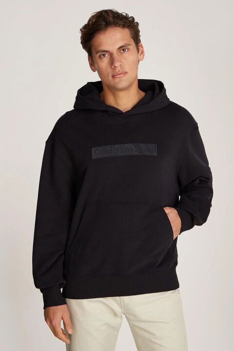 Erkek Embroıdered Box Sweatshirt - Siyah - Calvin Klein