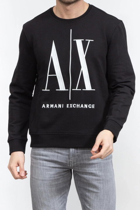 Erkek Felpa Bisiklet Yaka Sweatshirt - Siyah - ARMANI EXCHANGE