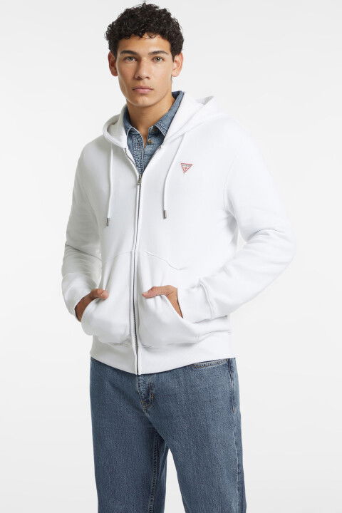 Erkek Fermuarlı Sweatshirt - Beyaz - GUESS