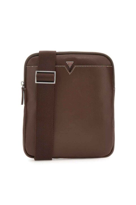 Erkek Frienze Crossbody Fl Mini Omuz Çantası - Kahverengi - Guess