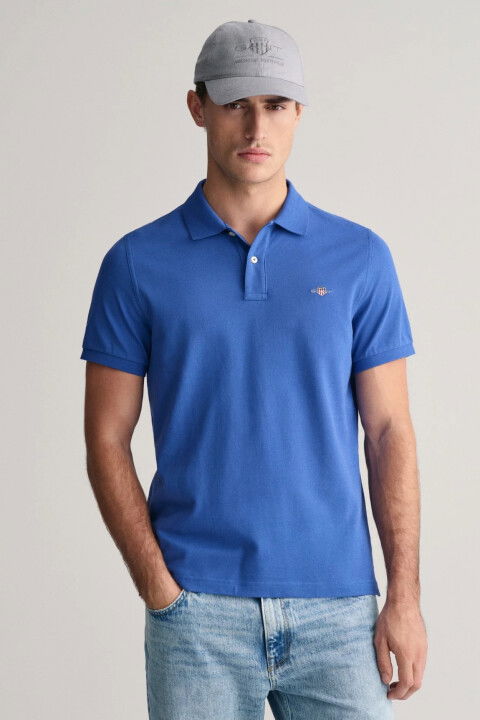 Erkek Gant Regular Fit Logolu Polo - Mavi - GANT