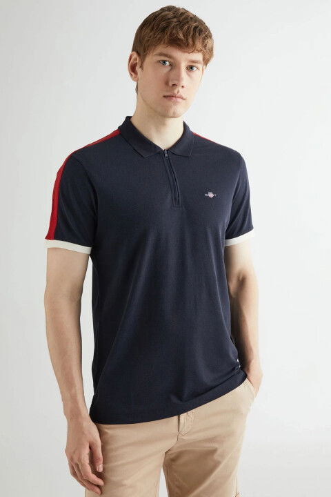 Erkek Gant Regular Fit Renk Bloklu Polo - Lacivert - GANT