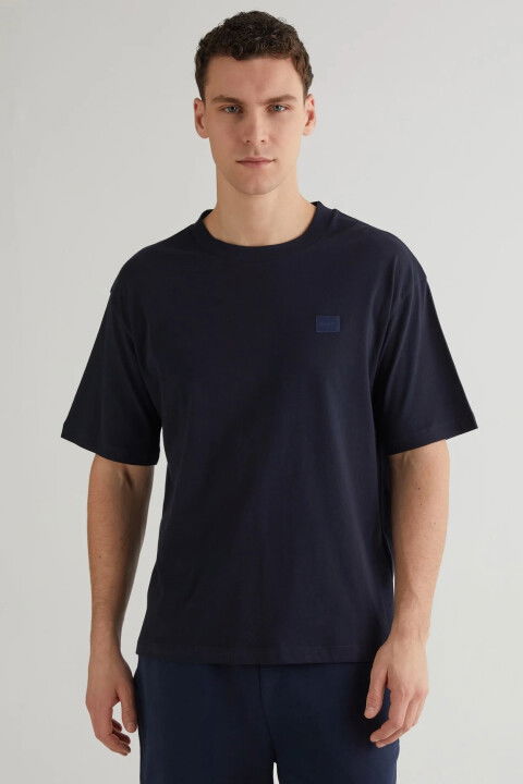 Erkek Gant Relaxed Fit Bisiklet Yaka Logolu T-Shirt - Lacivert - GANT