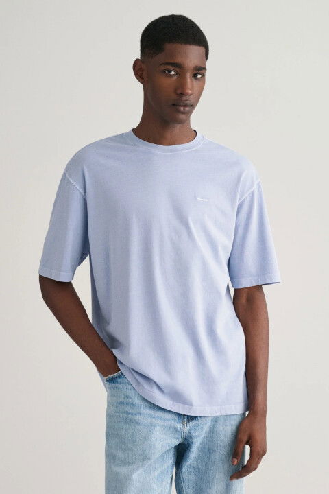 Erkek Gant Relaxed Fit Bisiklet Yaka Logolu T-Shirt - Mavi - GANT