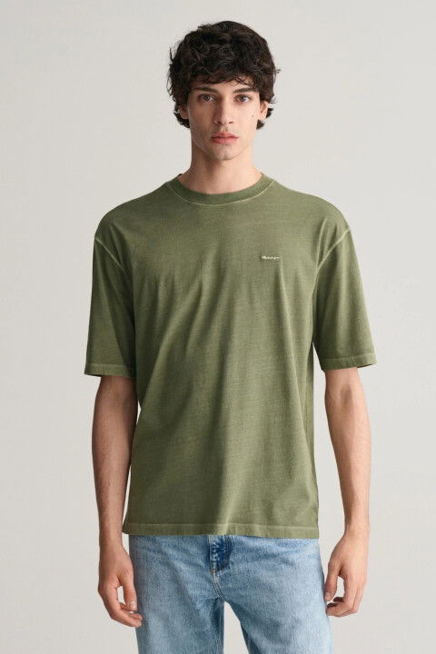 Erkek Gant Relaxed Fit Bisiklet Yaka Logolu T-Shirt - Yeşil - GANT