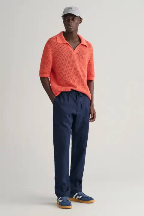 Erkek GANT Relaxed Fit Keten Pantolon - Lacivert - 1