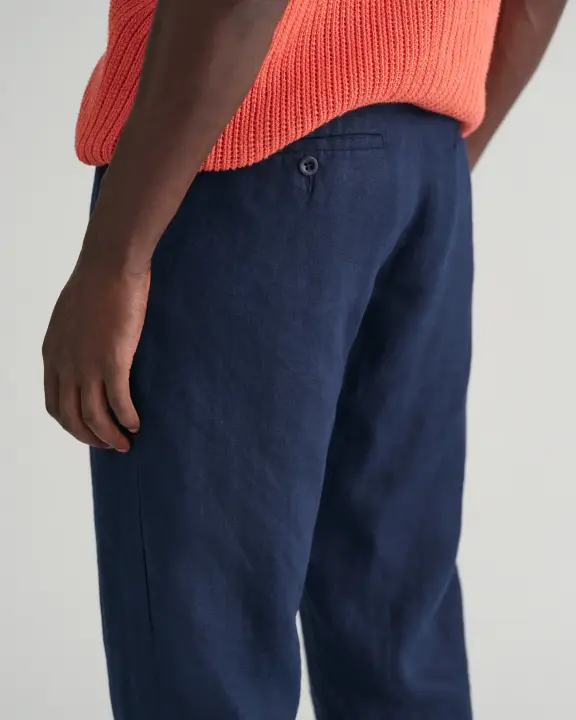 Erkek GANT Relaxed Fit Keten Pantolon - Lacivert - 2