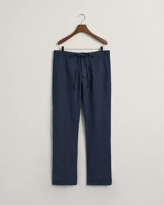 Erkek GANT Relaxed Fit Keten Pantolon - Lacivert - 5