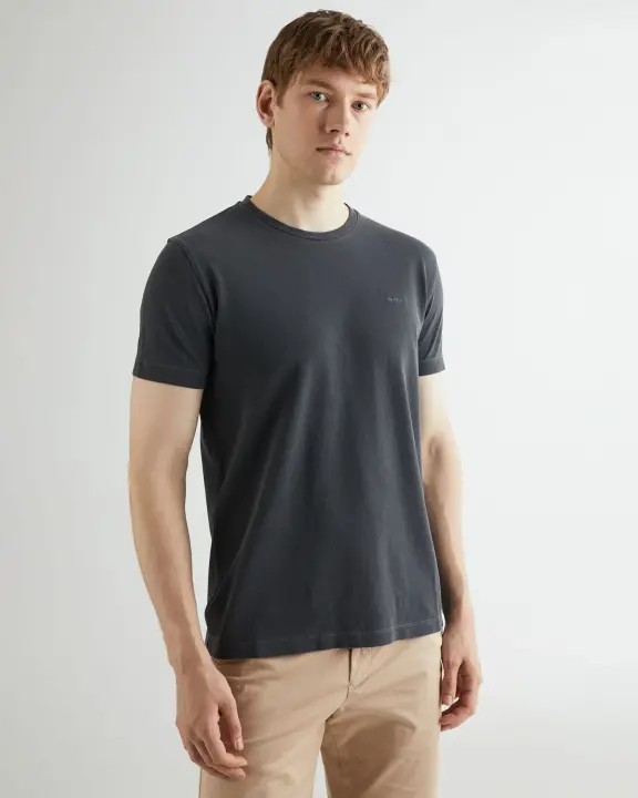 Erkek GANT Slim Fit Bisiklet Yaka T-shirt - Siyah - 2