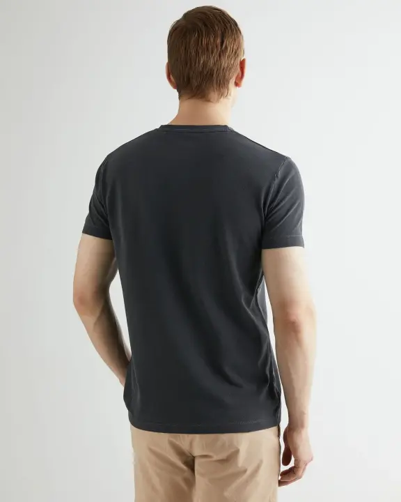 Erkek GANT Slim Fit Bisiklet Yaka T-shirt - Siyah - 4